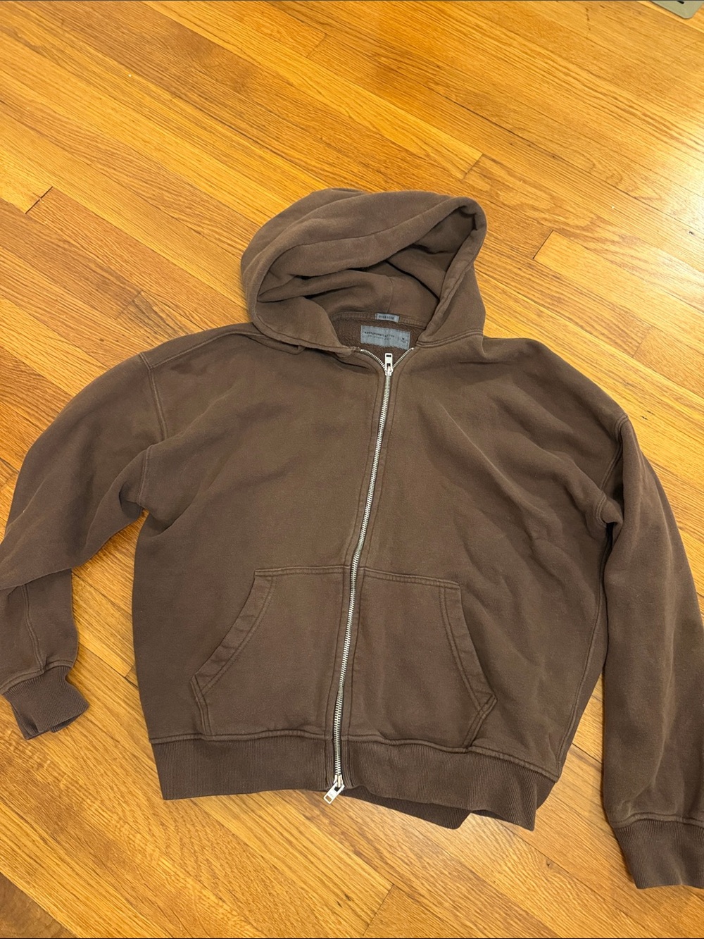 Abercrombie & Fitch Brown Sherpa-Lined Zip Hoodie